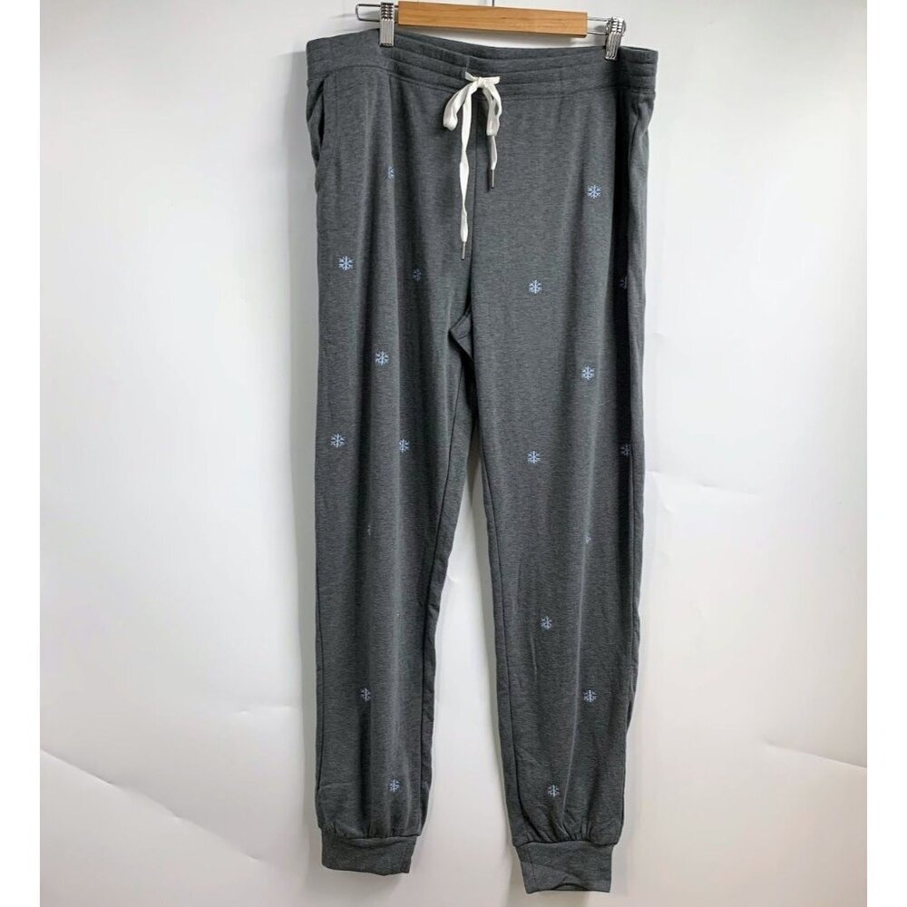 PJ Salvage Women's WInter Snowflake Stretch Elastic Drawstring Pajama Size XL